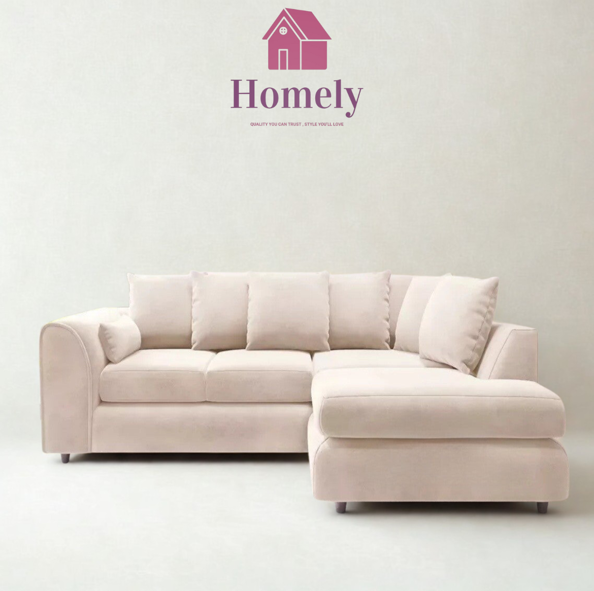 PV- PLUSH VELVET CORNER SOFA (SCATTER CUSHIONS)